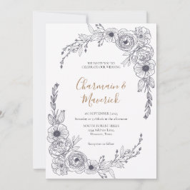 Elegant Blommig Ram Bröllop Inbjudningar