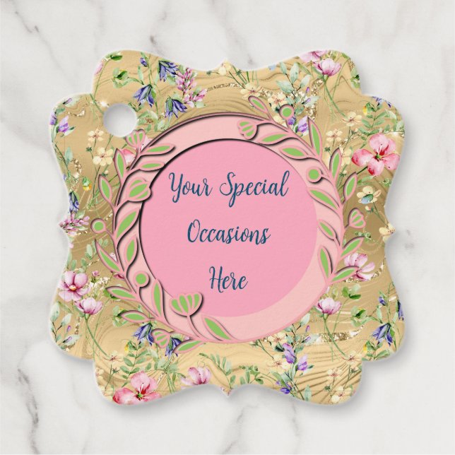 Elegant Blommig Ram: för Varje Tillfälle Gåvor Etiketter (Framsida)