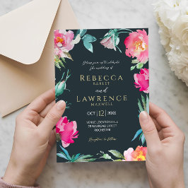 Elegant blommig rosa bröllopsinbjudan inbjudningar