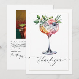 Elegant Blommig Rosa Cocktail Bröllopsdusch Foto Tack Kort