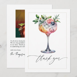 Elegant Blommig Rosa Cocktail Bröllopsdusch Foto Tack Kort