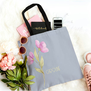 Elegant Blommig Rosa Grön Boho Söt Tygkasse