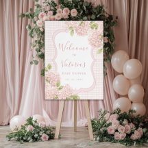 Elegant Blommig Rosa Hydrangea Baby Shower