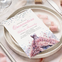 Elegant Blommig Rosa Klänning Quinceanera