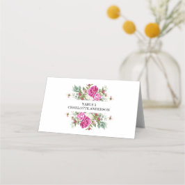 Elegant Blommig Rosa Peony Monogram Bröllop Placeringskort
