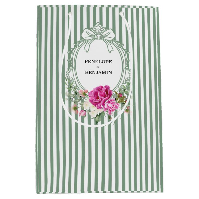 Elegant Blommig Rosa Pion Kronbröllop (Framsidan)