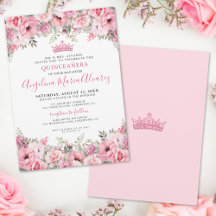 Elegant Blommig Rosa Quinceanera