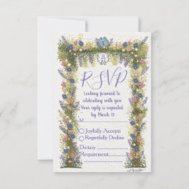 Elegant Blommig RSVP-kort 5x3,5 - Handritad Konst