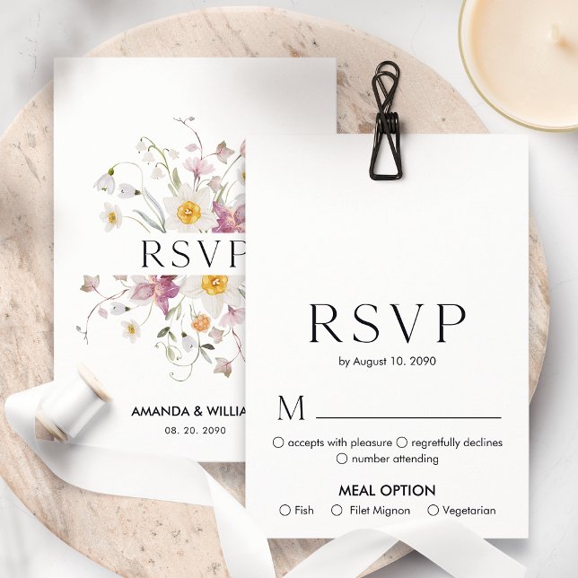 Elegant Blommig RSVP-kort | Bröllopsvarskort OSA Kort (Skapare uppladdad)