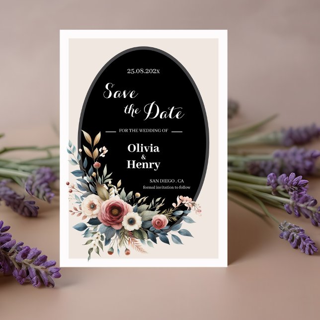 Elegant Blommig Rustik Bröllopsinbjudan Spara Datu Datumet (Elegant Floral Rustic Wedding Save The Date)