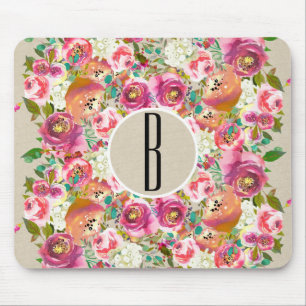 Elegant Blommig Rustik Kraft Monogram Shabby Chic Musmatta
