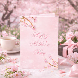 Elegant Blommig Sakura Hälsning till Mamma Kort