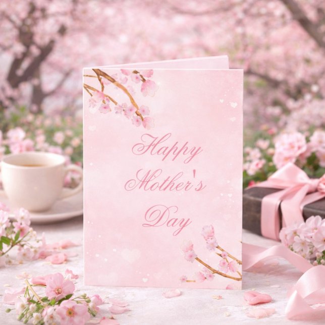 Elegant Blommig Sakura Hälsning till Mamma Kort (Skapare uppladdad)