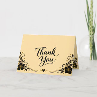 Elegant Blommig Script Tackkort