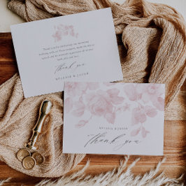 Elegant Blommig Skrift Rosa Bröllopsdusch Tack Kort