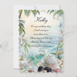 Elegant Blommig Tropisk Strand  Brudtärna Inbjudningar