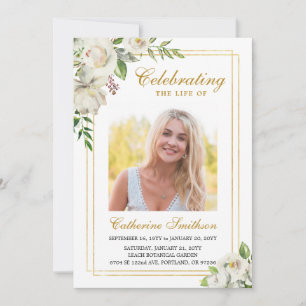 Elegant Blommig Utskrivbar Begravningsprogram Meddelande