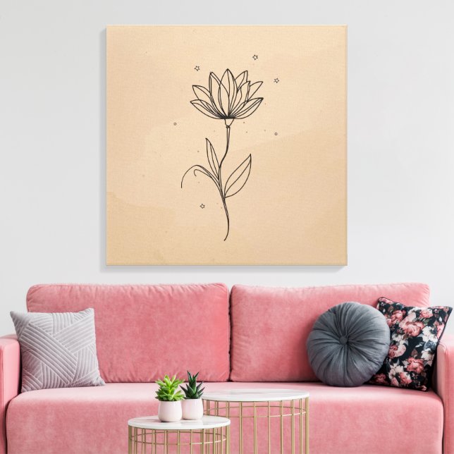 Elegant Blommig Väggkonst | Modern Botanisk Canvas (Insitu (Vardagsrum))