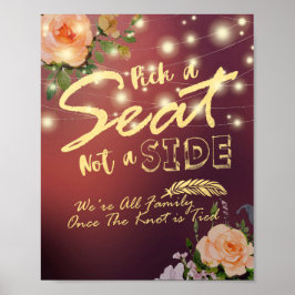 Elegant Blommig Välj En Stol Inte En Sida Bröllops Poster