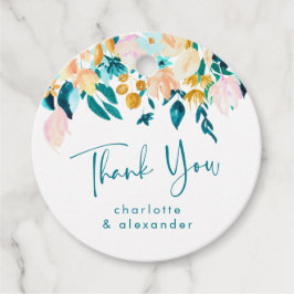 Elegant Blommig Vattenfärg Bröllop Tack Anpassad Gåvor Etiketter