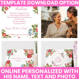 Elegant Blommig Vattenfärg Mors Dag Kort