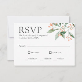 Elegant Blommig Vattenfärg RSVP med Förrätter OSA Kort