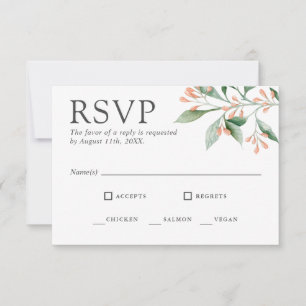 Elegant Blommig Vattenfärg RSVP med Rättalternativ OSA Kort