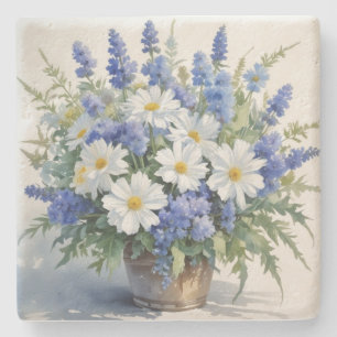 Elegant blommig vattenfärg stenunderlägg