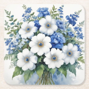Elegant blommig vattenfärg underlägg papper kvadrat