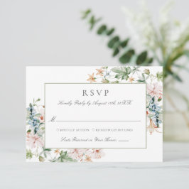 Elegant Blommig Vattenfärgskant Bröllop OSA Kort