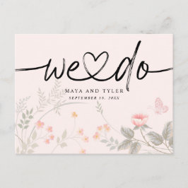 Elegant Blommig Vi Gör Bröllop Spara Datum Meddelande Vykort