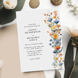 Elegant Blommig Vildblomma Bröllop Inbjudningar