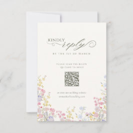 Elegant Blommig Vildblomma Kalligrafi QR-kod OSA Kort