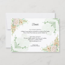 Elegant Blommig Vintage Bröllopsdetaljkort