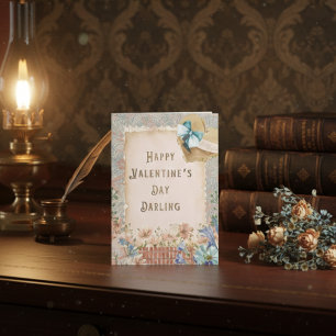 Elegant Blommig Vintage Kärlek Alla Hjärtans Dag K Julkort