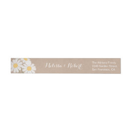 Elegant Blommig Vita Daisies Bröllop Etikettband