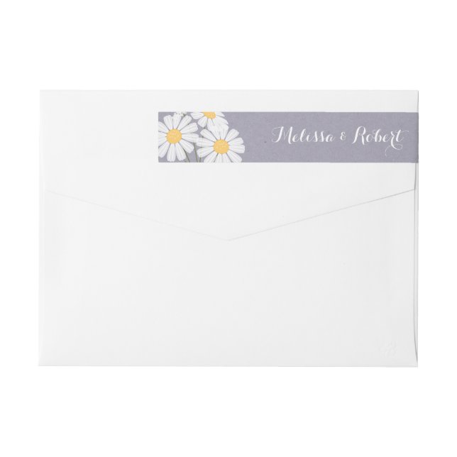 Elegant Blommig Vita Prästkragar Bröllop Etikettband (Baksidan)