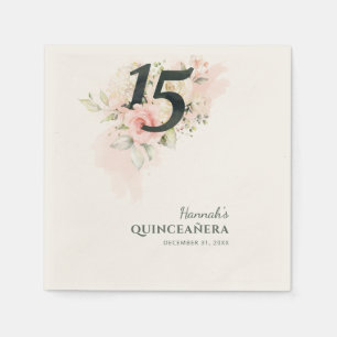 Elegant Blommigt 15:e födelsedagen Quinceanera Par Pappersservett