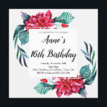 Elegant blommigt 16-årsdag inbjudan<br><div class="desc">Vackert inbjuden till blommigtens födelsedag!</div>