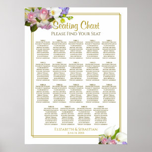 Elegant Blommigt 19 för sätesschemat Bord Bröllop Poster