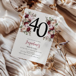Elegant Blommigt 40:e födelsedagen Inbjudningar<br><div class="desc">Upplev en elegans med vår nya Vuxen Birthday-inbjudan! Med en modern inbjudningsmall,  blommigtar med eterisk vattenfärg i mjuka skuggor av rött och pastellfärgad rosa,  kompletterad med en pulserande grönt.</div>