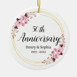 Elegant Blommigt 50:e Bröllop-årsdagen Keepsaké Julgransprydnad Keramik