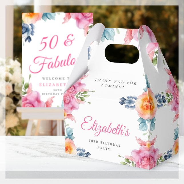 Elegant Blommigt 50:e födelsedagskorpan för favori Presentaskar (Skapare uppladdad)