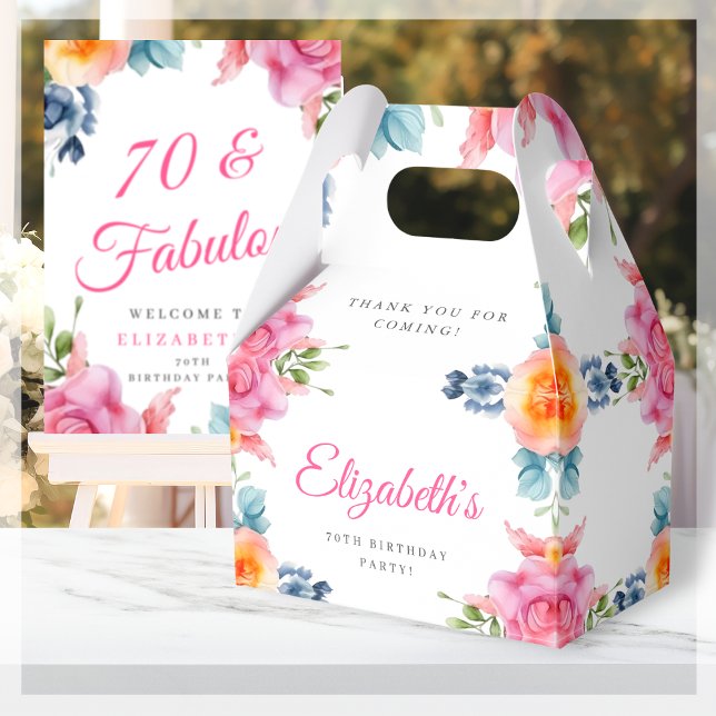 Elegant Blommigt 70:e födelsedagskorpan för favori Presentaskar (Skapare uppladdad)