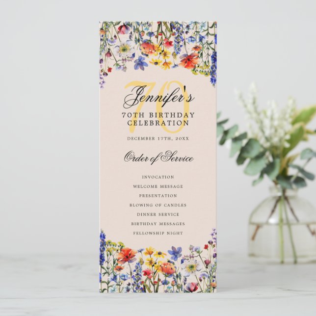 Elegant Blommigt 70:e födelsedagsprogrammet Champa Inbjudningar (Stående Fram)