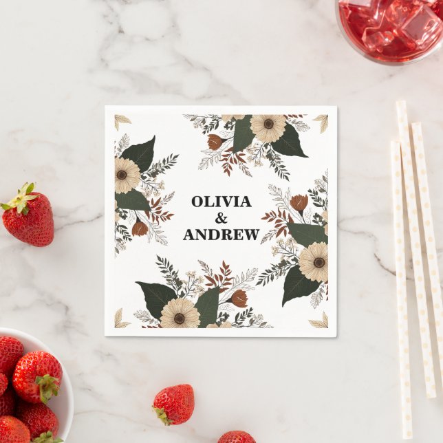 Elegant blommigt accenter och mjuk färg palettnapk pappersservett (Insitu)