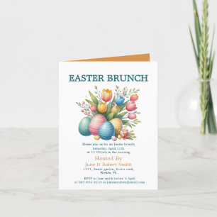 Elegant Blommigt ägg påsk brunch Helgkort