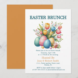 Elegant Blommigt ägg påsk brunch Julkort