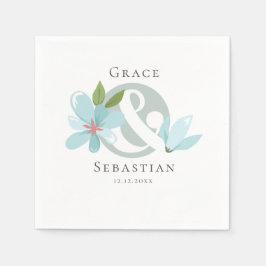 Elegant Blommigt Ampersand Bröllop Pappersservett