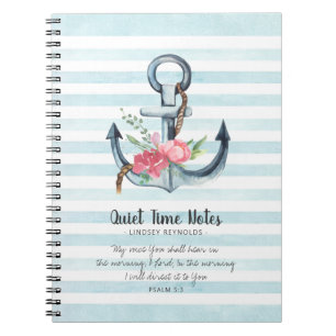 Elegant Blommigt Anchor Monogram Quiet Time Anteckningsbok
